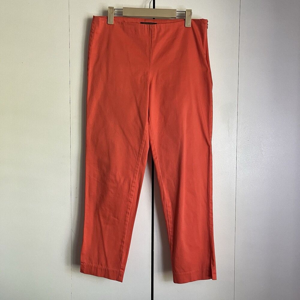 Adrienne Vittadini Studio Cropped Pants Women's Size 8 Coral Side Zip No Pocket